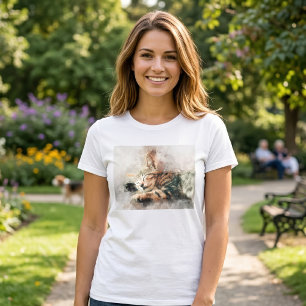 T-shirt Joli et mignon chaton dormant à l'aquarelle