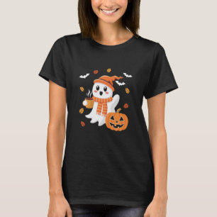 T-shirt Joli fantôme buvant un café glacé Halloween