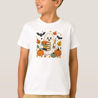 T-shirt Joli fantôme d'Halloween amateur de livres 