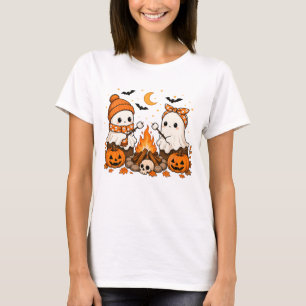 T-shirt Joli feu de camp fantôme Halloween Cosy Automne