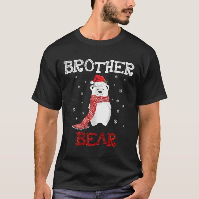 T-shirt Joli Frère Polaire Ours Écharpe Joyeux Noël Noël N (Devant)