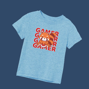 T-shirt Joli Garçon Rouge Panda Jeu