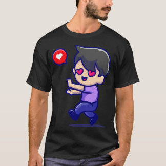 T-shirt Joli Garçon Tombant Dans Le Dessin D'Amour