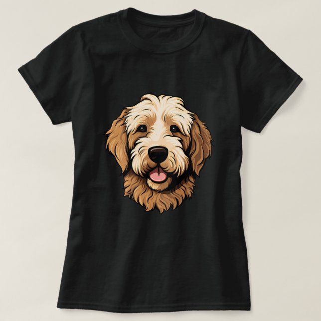 T-shirt Joli Goldendoodle Visage Cartoon Doodon doré Chien (Design devant)