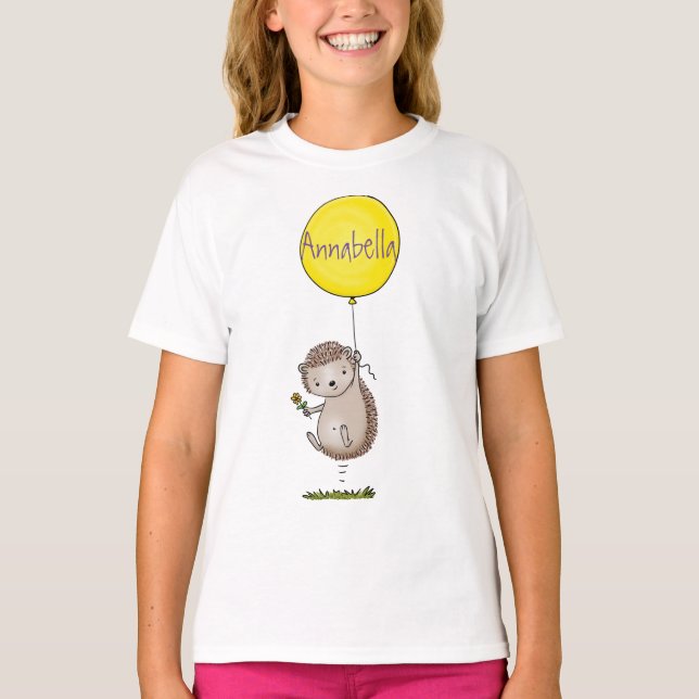 T-shirt Joli hérisson et motif de dessin animé de ballon (Devant)