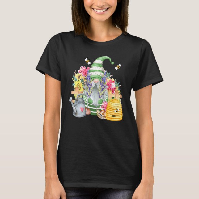 T-shirt Joli Jardin Gnome Avec Abeilles Et Fleurs Jardin G (Devant)