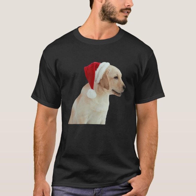 T-shirt Joli Jaune Lab Noël Santa Hat Chien Labrador R (Devant)