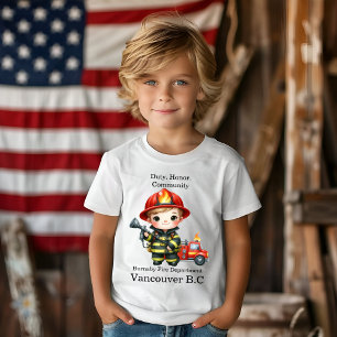 T-shirt Joli jeune pompier en tenue rouge