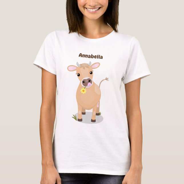 T-shirt Joli joli maillot de vache et dessin de fleurs (Devant)