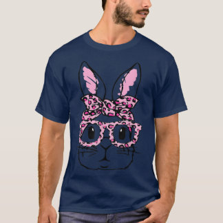 T-shirt Joli Jour de Pâques Bunny Visage léopard rose Glas