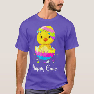 T-shirt Joli Joyeux Poussin De Pâques Avec Panier D'Oeufs