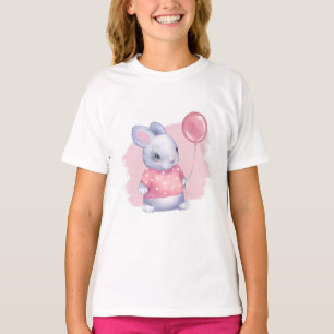 T-shirt Joli lapin avec ballon rose