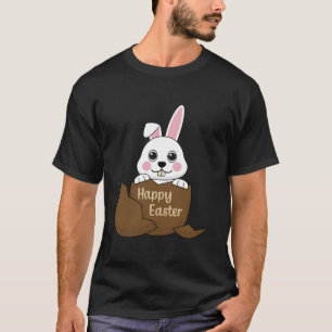 T-shirt Joli lapin blanc dans un oeuf au chocolat Joyeux P