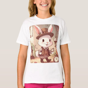 T-shirt Joli Lapin Blanc Merveilleux Monde Fantaisiste Gar