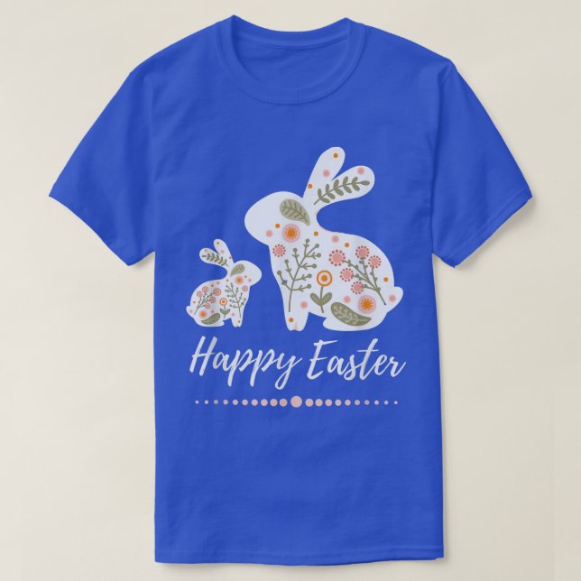 T-shirt Joli lapin de Pâques Floral Boho Rabbit Pastel  (Design devant)