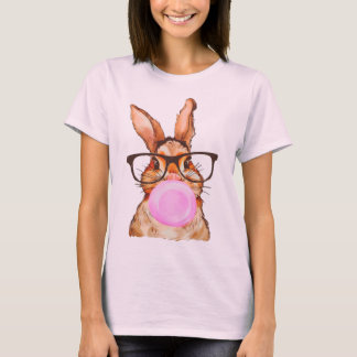 T-shirt Joli lapin de Pâques imprimé graphique rose pâle
