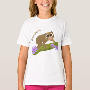 T-shirt Joli lenteur loris sur dessin de branche
