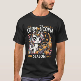 T-shirt Joli Licorne de la Corne d'Abondance Jour de Thank