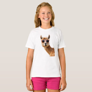 T-shirt Joli Lllama Avec Lunettes De Soleil Sur