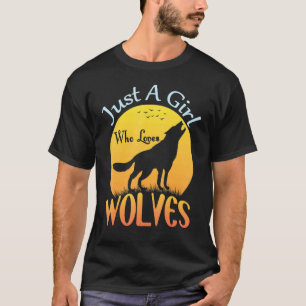 T-shirt Joli Loup De Pleine lune Juste Une Fille Qui Aime 
