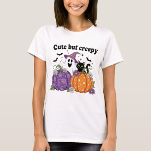 T-shirt Joli mais Déplaisant Halloween Ghost & Cat Design