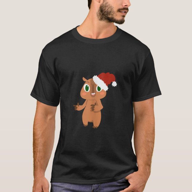 T-shirt Joli Noël Capybara Santa Claus Cavy Rat Roden (Devant)