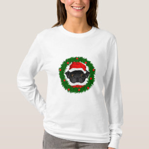 T-shirt Joli Noël Carlin noir Père Noël en couronne