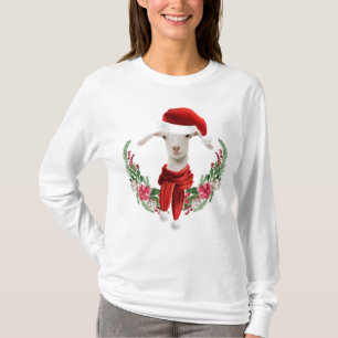 T-shirt Joli Noël Saanen Chèvre Enfant 2 avec couronne