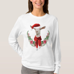 T-shirt Joli Noël Saanen Goat Kid avec couronne