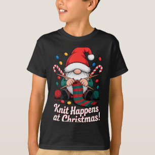 T-shirt Joli Noël tricot gnome laine Noël pour hommes femm