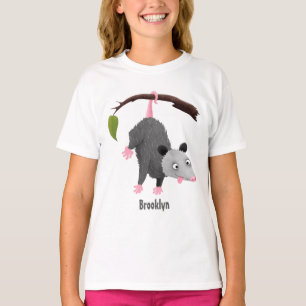T-shirt Joli opossum accroché à la branche dessin animé