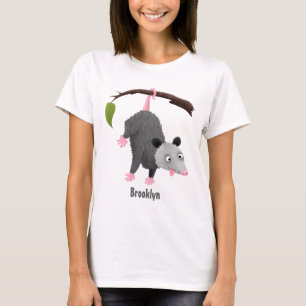 T-shirt Joli opossum accroché à la branche dessin animé
