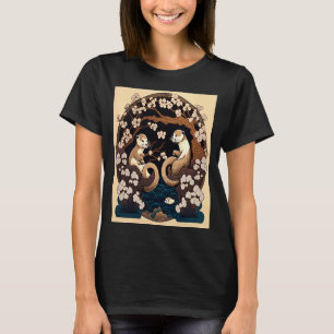 T-shirt Joli Otter de style japonais Yin Yang Otter Cerry