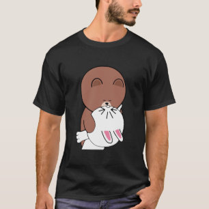 T-shirt Joli ours brun cony lapin lapin le baiser Classiqu