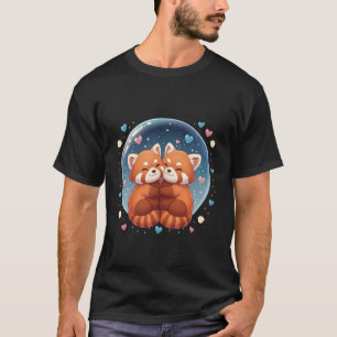 T-shirt Joli panda roux câlin dans une bulle étoilée d'art