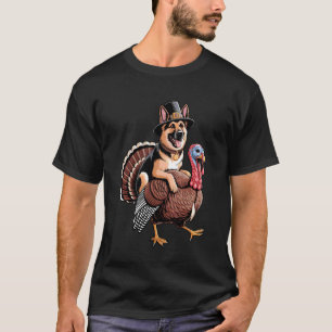 T-shirt Joli pèlerin chien de berger allemand à cheval sur