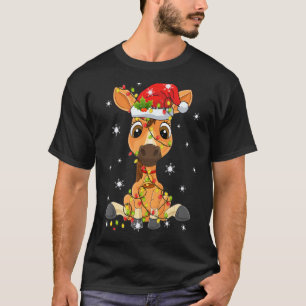 T-shirt Joli Père Noël Cheval Lumières de Sapin de Noël Jo
