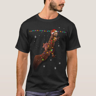 T-shirt Joli Père Noël Écureuil lumières de Noël Funky Sq 