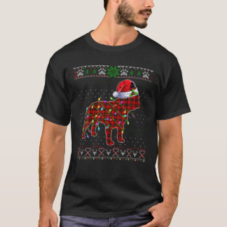T-shirt Joli Père Noël Red Plaid Français Buldog Light Ugl