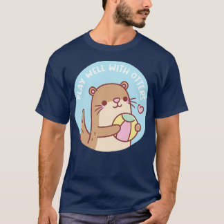 T-shirt Joli Petit Otter Jouer Bien Avec Otter Pun