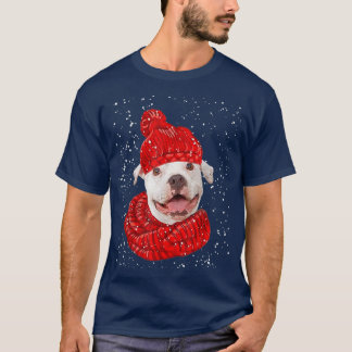 T-shirt Joli Pitbull Chien Xmas Casquette Écarf Joyeux Noë