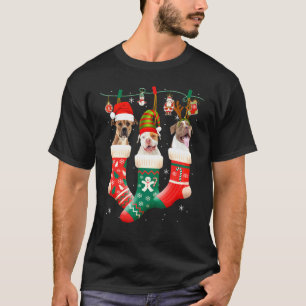 T-shirt Joli Pitbull de Noël en chaussette Xmas Renne Père