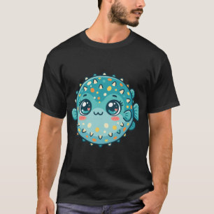 T-shirt Joli poisson-globe sphérique Art océanique Kawaii