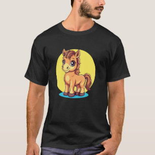 T-shirt Joli Poney Avec De Grands Yeux De Style Cartoon