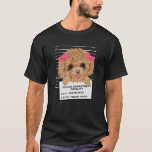 T-shirt Joli Poodle Chiot Cute Poodle Chiot Mugshot Toto P