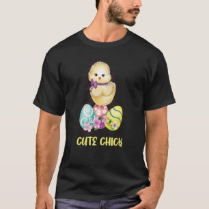 T-shirt Joli poulet Oeufs de Pâques Poulet Fille de poulet