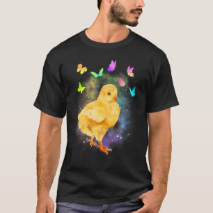 T-shirt Joli poussin avec papillons Bébé poulet coloré 