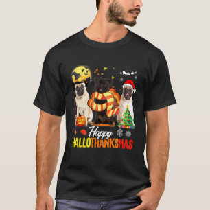 T-shirt Joli Pug Joyeux Hallothanksmas Halloween Thanksgiv