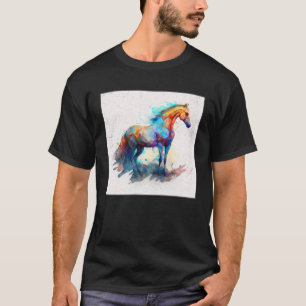 T-shirt Joli Rainbow Horse Paint Splatter Illustration Col