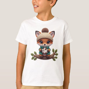 T-shirt Joli renard d'automne au crochet avec cookie – Art